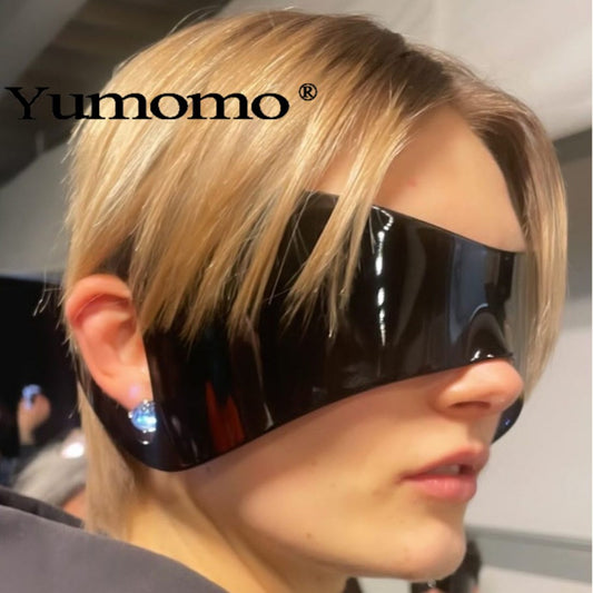 Yumomo2026One-piece glasses with ear hooks, punk-style large-frame sunglasses, exaggerated cyberpunk sunglasses for men and women, high-end design