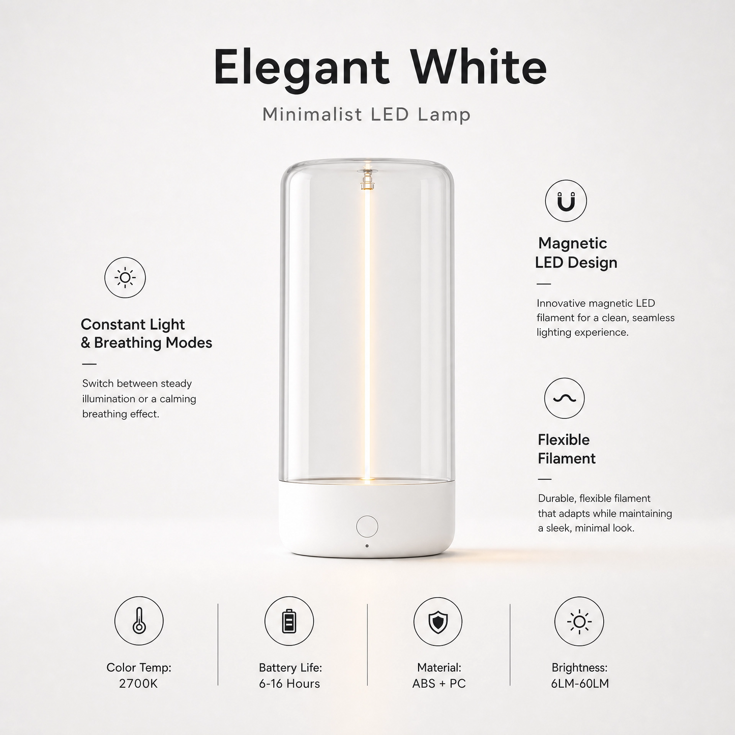 USB Type-c Rechargeable Portable LED Night Light
